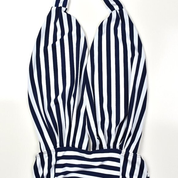Cocoship Retro One Piece Stripe Swimsuit Large - Picture 4 of 7